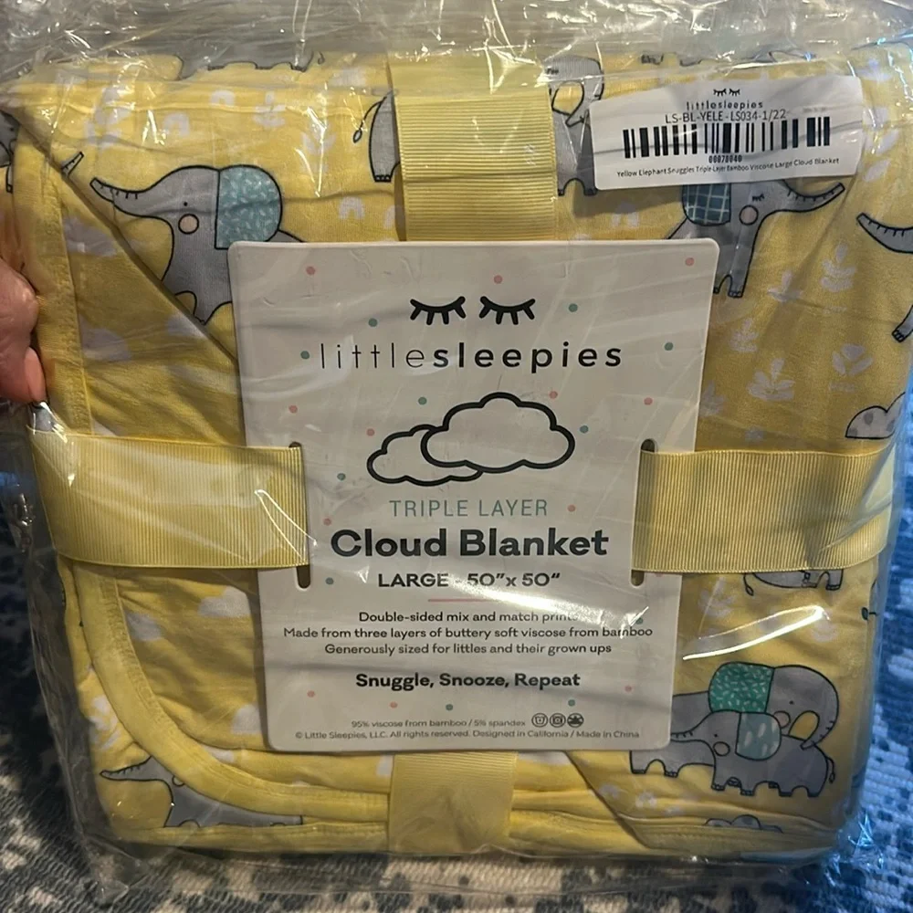 Little Sleepies Yellow Elephant Cloud Blanket - Picture 2 of 2